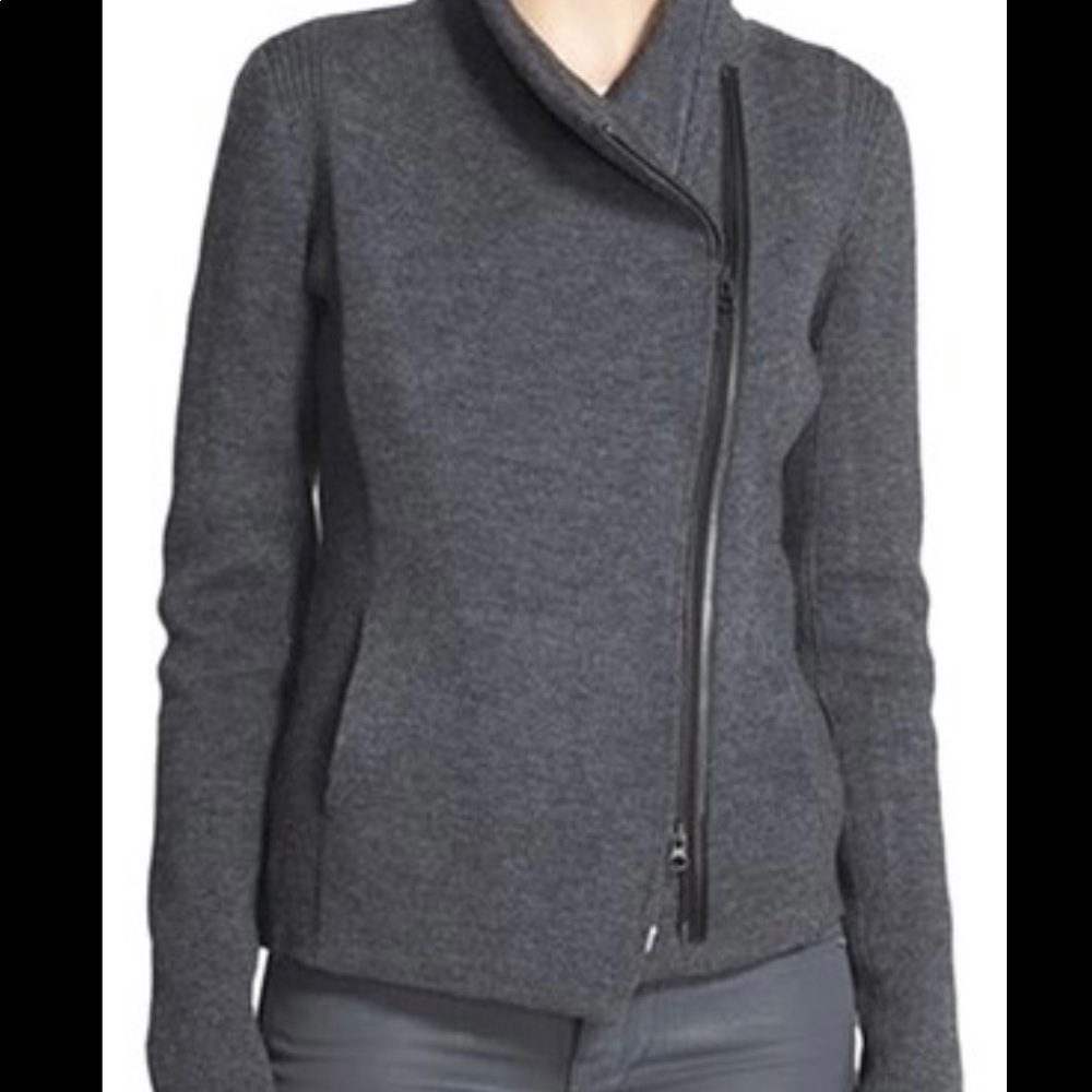 Vince Grey Wool Asymmetrical Sweater Jacket